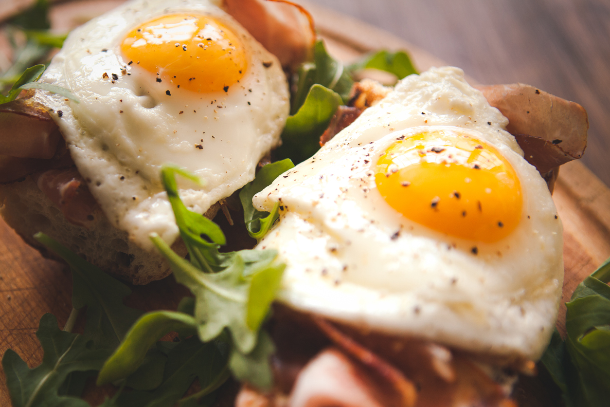 Fried eggs sunny side up on french baguette, ham and arugula, arizona advertising, restaurant trends, restaurant advertising, advertise your restaurant, advertising results, arizona ad agency, ljw ad agency, larry john wright, larry john wright advertising
